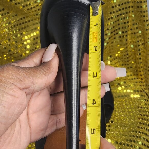 Koji by Leon Max Black Peep-Toe Stilettos - Picture 9 of 12